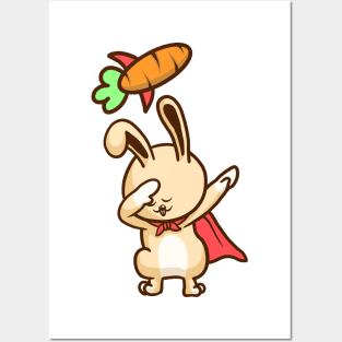 Rabbit Dabbing Rocket Carrot Posters and Art